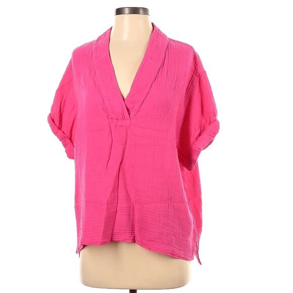 NEW XIRENA 100% Cotton Gauze Avery Top Size Small Gauze V-Neck Top Coral Rose S - Picture 3 of 10